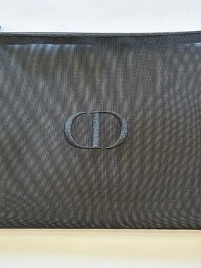 Dior Black Mesh "CD" Embroidered Beauty Pouch